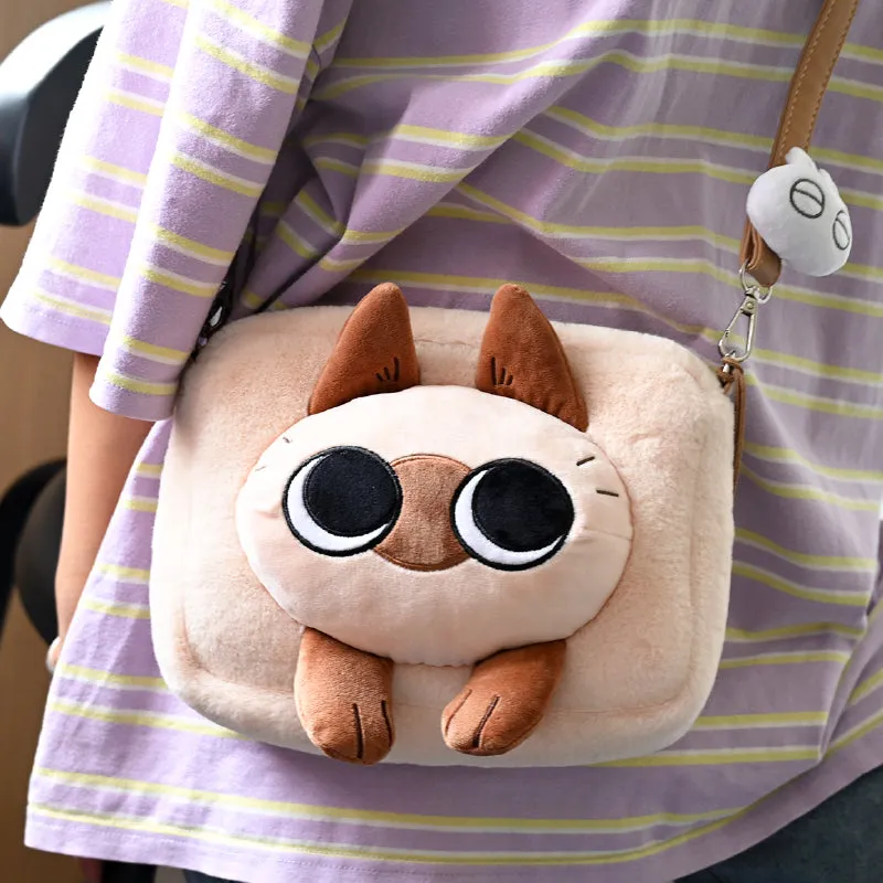 Kawaii Siamese Cat Plush Crossbody Bag