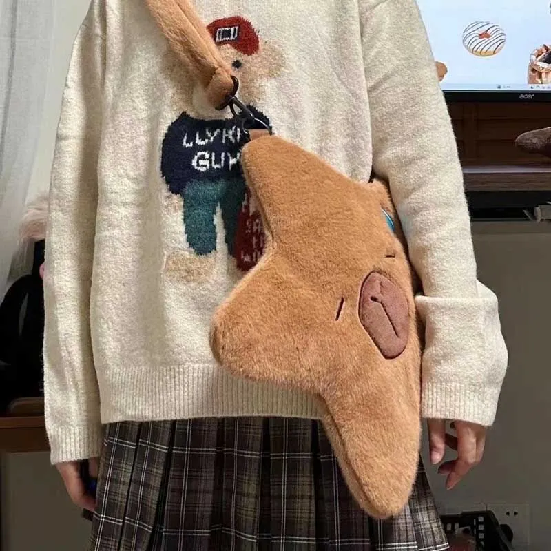 Kawaii Star Capybara Crossbody Shoulder Bag Plush