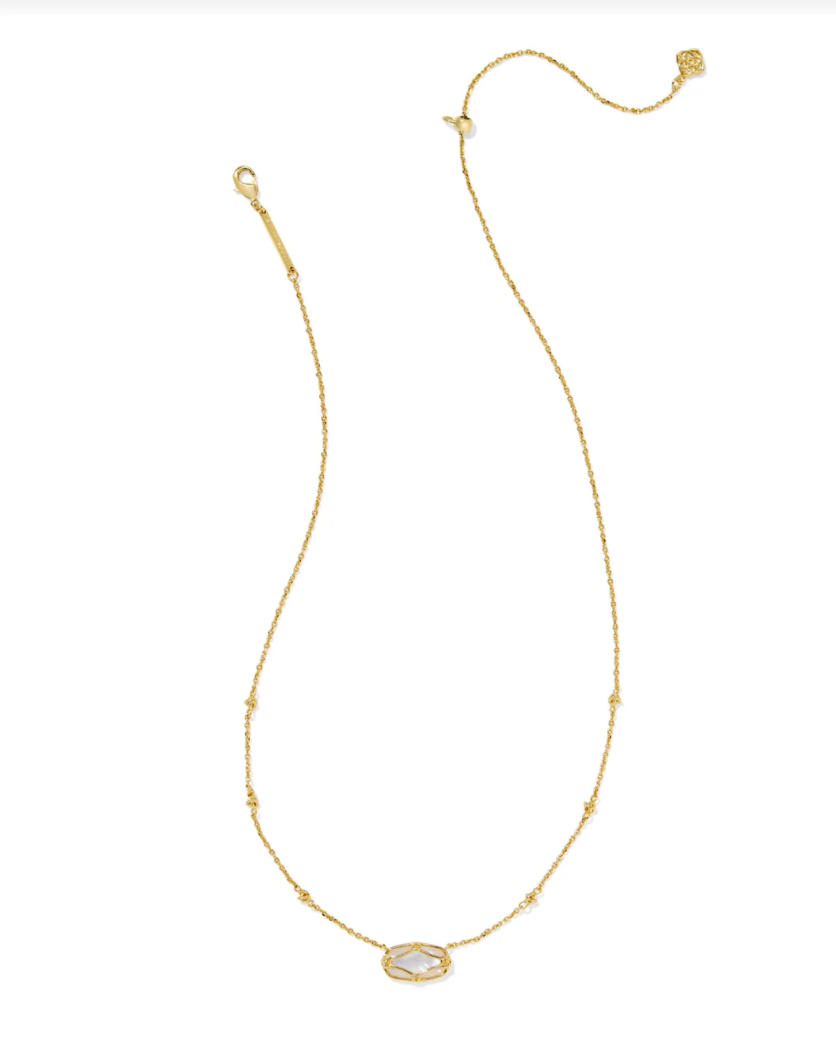 KENDRA SCOTT: Elisa Lattice Frame Necklace-Gold Ivory Mother Of Pearl