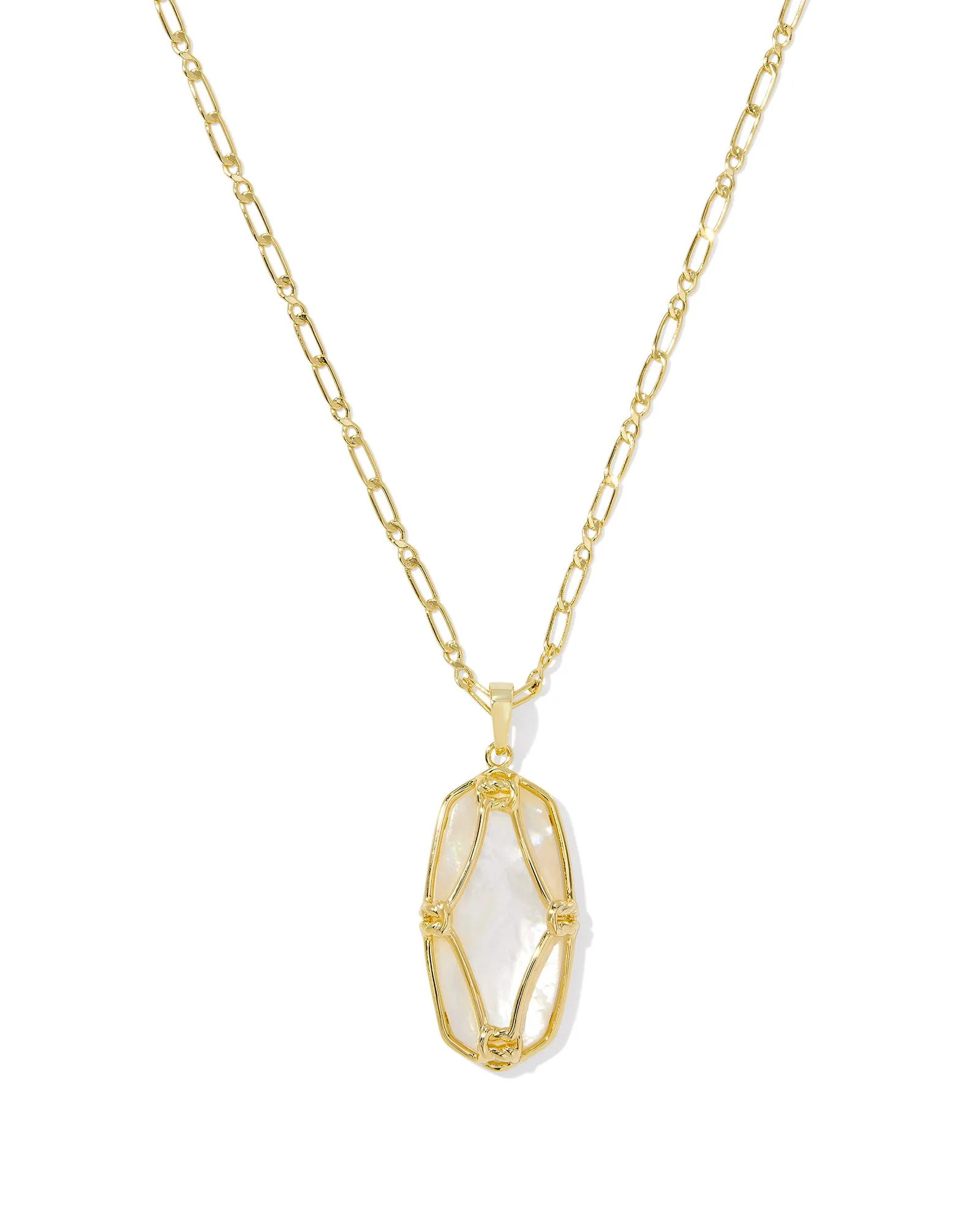 Kendra Scott Elle Lattice Frame Large Long Pendant Necklace