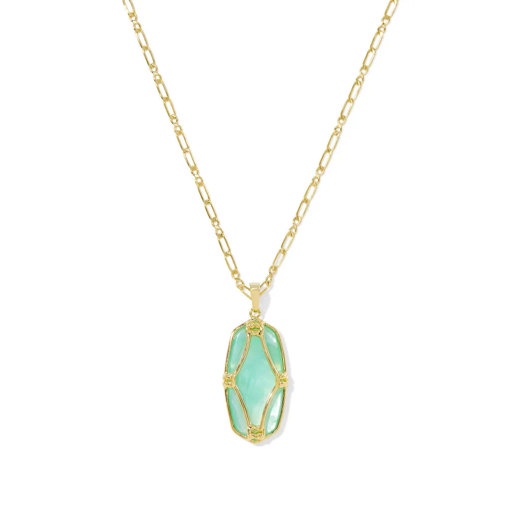 Kendra Scott Gold Elle Lattice Frame Large Long Pendant Necklace