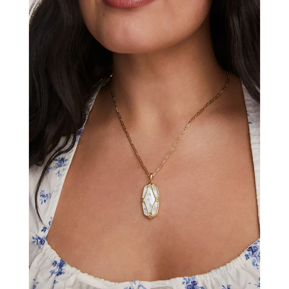 Kendra Scott Gold Elle Lattice Frame Large Long Pendant Necklace