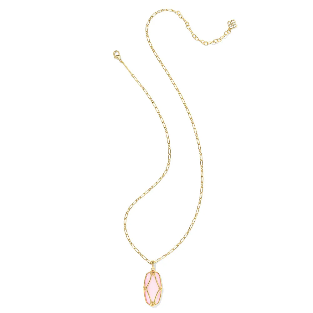 Kendra Scott Gold Elle Lattice Frame Large Long Pendant Necklace