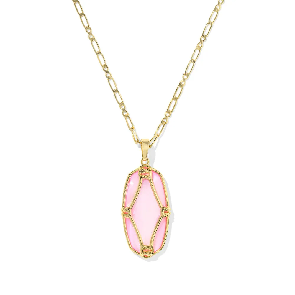 Kendra Scott Gold Elle Lattice Frame Large Long Pendant Necklace