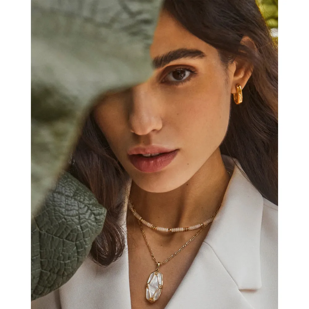 Kendra Scott Gold Elle Lattice Frame Large Long Pendant Necklace