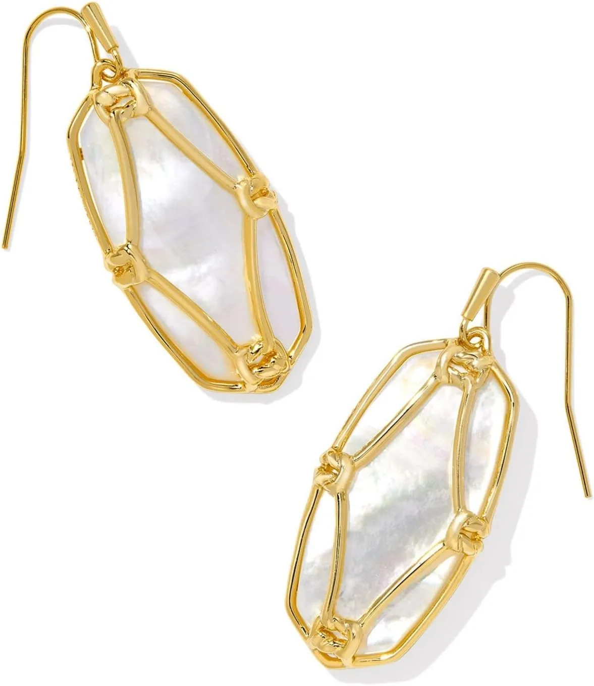 Kendra Scott Womens Elle Lattice Frame Drop Earrings Gold Ivory Mother Of Pearl One Size One Size