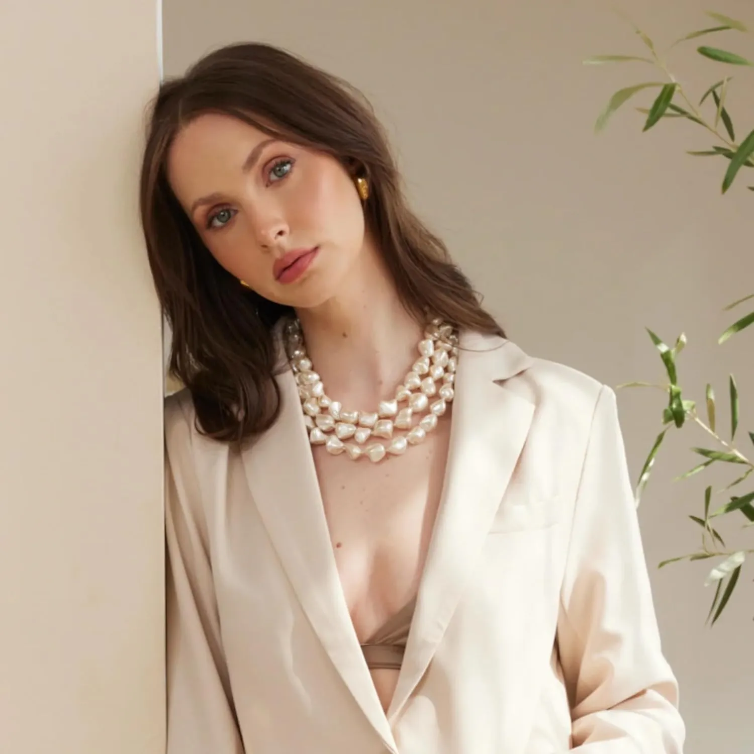 Kenneth Jay Lane Gold and Baroque and Freshwater Pearl Multi-Row Necklaces