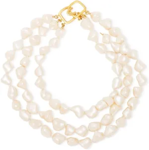 Kenneth Jay Lane Gold and Baroque and Freshwater Pearl Multi-Row Necklaces