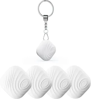 Key Finder, Bluetooth Tracker Item Locator with Key Chain for Keys Pet Wallets or Backpacks and Tablets, Batteries Include (White, 4 Pack)