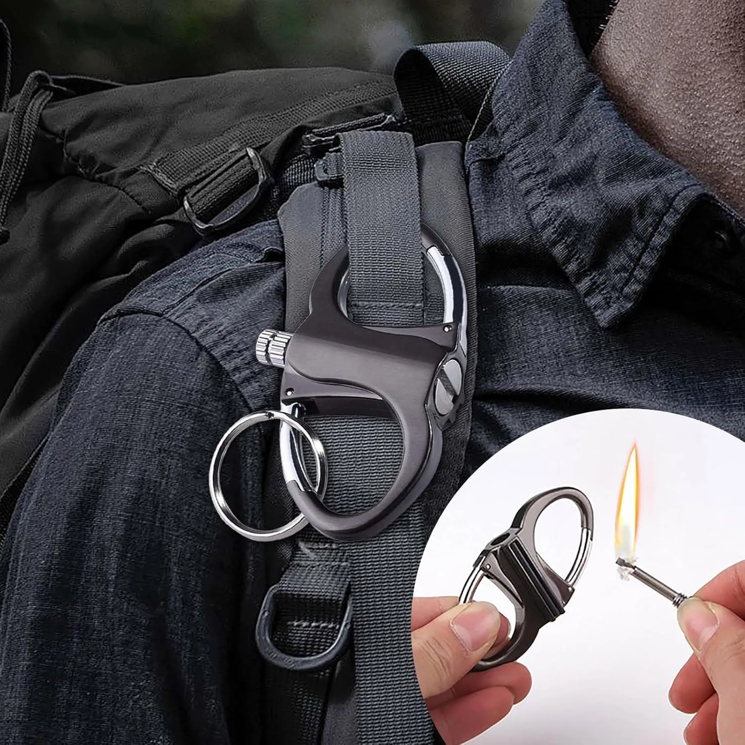 Keychain Lighter,2025 New Lighter Key Chain,for Outdoor Car and Home, Keychain Lighters for Release,Fire Starter Key Ring (A)