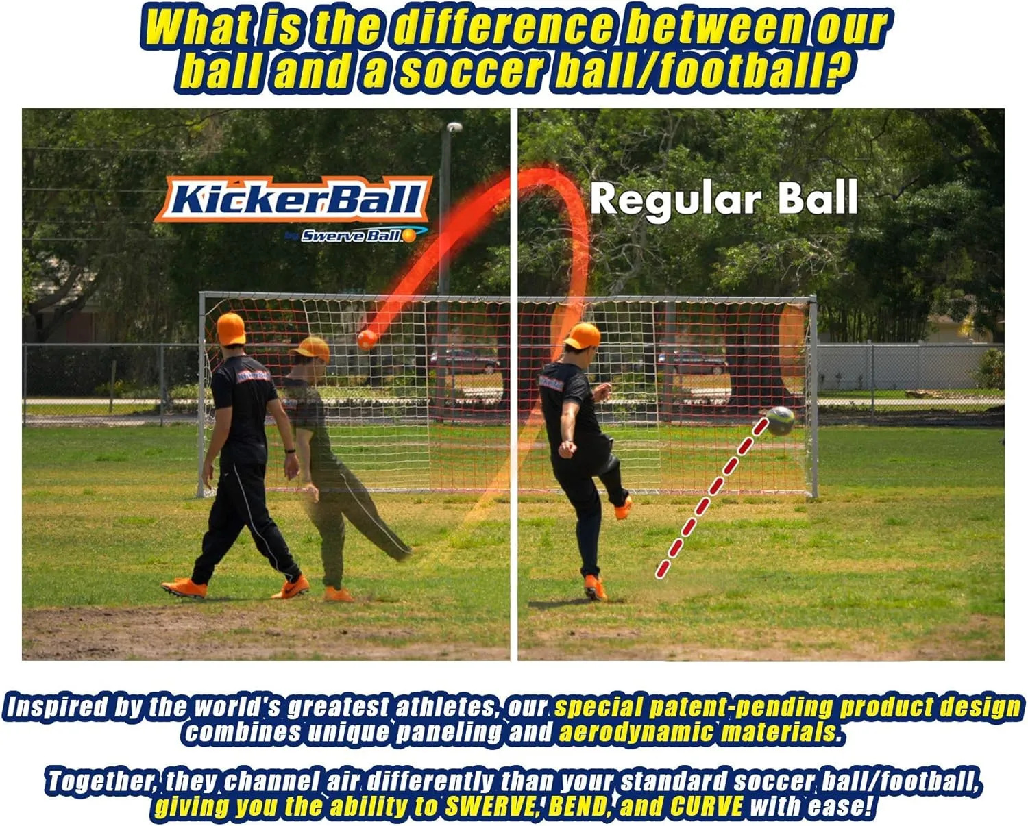 Kickerball - Curve and Swerve Soccer Ball/Football Toy - Kick Like The Pros, Great Gift for Boys and Girls - Perfect for Outdoor & Indoor Match or Game