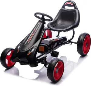 Kids Pedal Go Kart,4 Wheels Racer Toy Car with Adjustable Seat,Pedal Powered Ride On Car,Outdoor Ride on Toys,Non-SLI EVA Rubber Tires,Gift for Boys and Girls Aged 3-8 Years Old (Black)