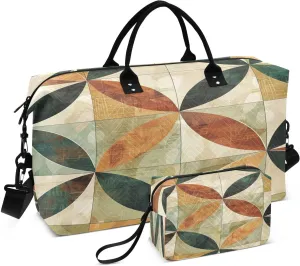 Kigai Retro Ceramic Tile Style Foldable Travel Duffel Bags,Sports Duffel Bags for Men Women,Weekender Overnight Bag Gym Tote Bag with Toiletry Bag