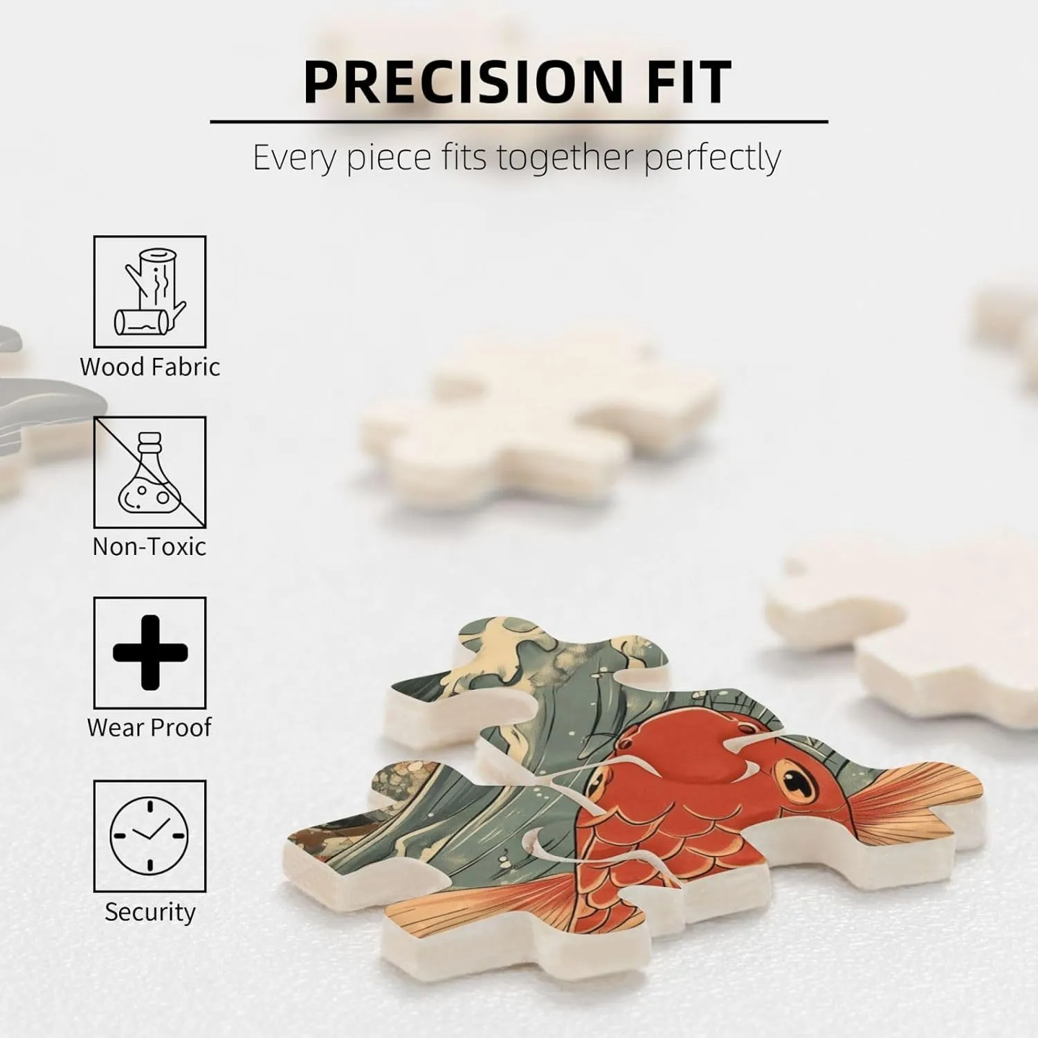 Kimono Attire Cat Fish Jigsaw Puzzle 1000 Piece,20x30 Inches Wooden Picture Jigsaw Puzzles for Adult Family Game