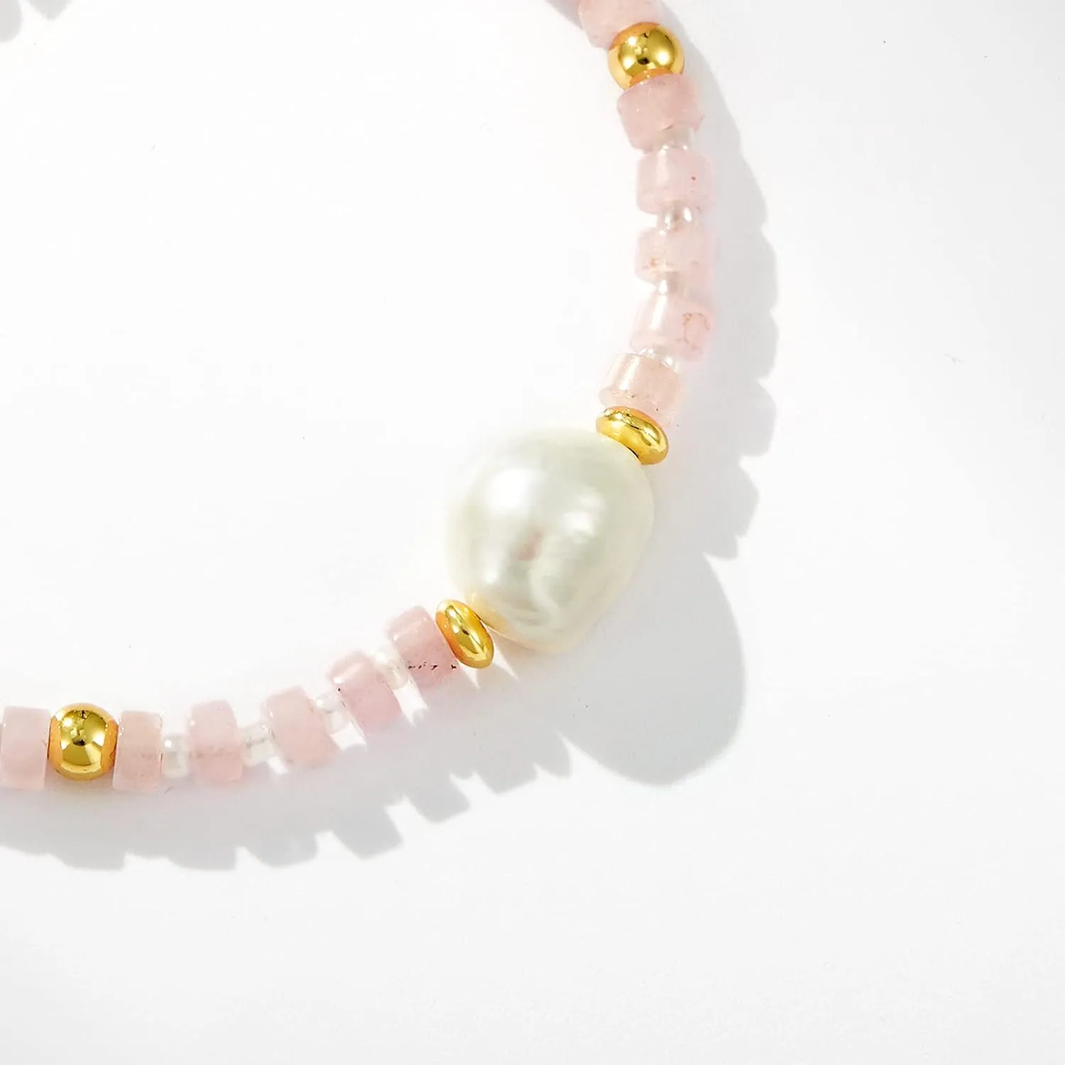 KissYan Healing Crystal Bracelet with Irregular Pearl for Women, Natural Semi-Precious Gemstones Adjustable Beads Bracelet Genuine Freshwater Cultured Pearl Meditation Spiritual Gifts