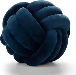 Knot Ball Pillows, Round Throw Pillow Cushion Home Decoration Soft Plush Pillow, Throw Knotted Ball Pillow Handmade Children Room Decoration Round Plush Toy Pillow (Dark Blue,8.5"/22cm)
