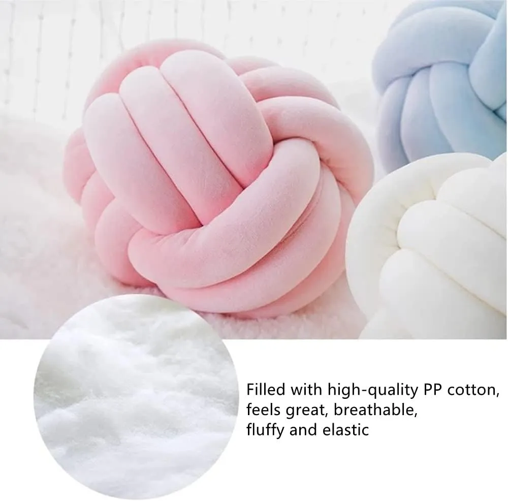 Knot Pillow Ball Round Cushion Pillows, Children Room Decoration Plush Toys Calming Stress Relief Toy (Light Blue,11in/28cm)