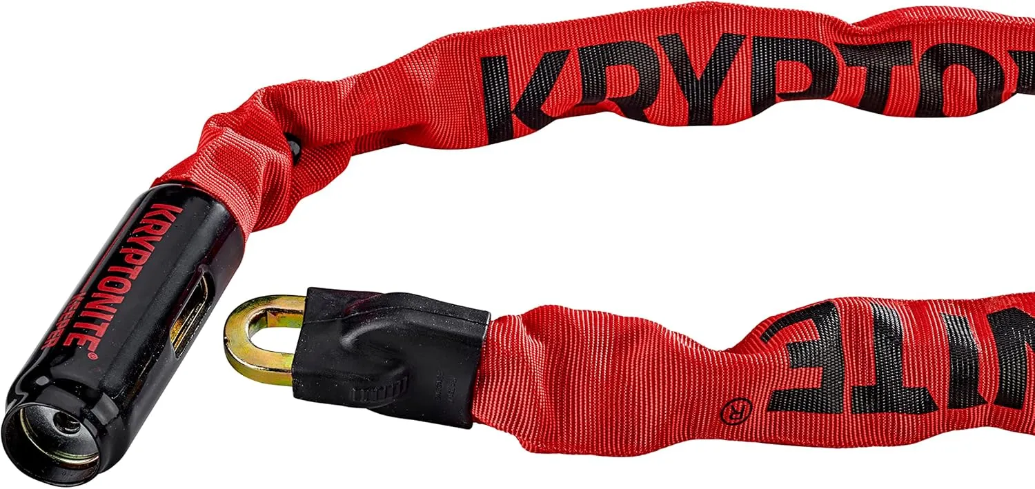 Kryptonite Keeper 785 Bike Chain Lock, 2.8 Feet Long Heavy Duty Anti-Theft Bicycle Chain Lock with Keys for Bike, Motorcycle, Scooter, Bicycle, Door, Gate, Fence,Red, 33.5 Inch