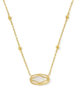 KS ELISA LATTICE FRAME SHORT PENDANT NECKLACE GOLD