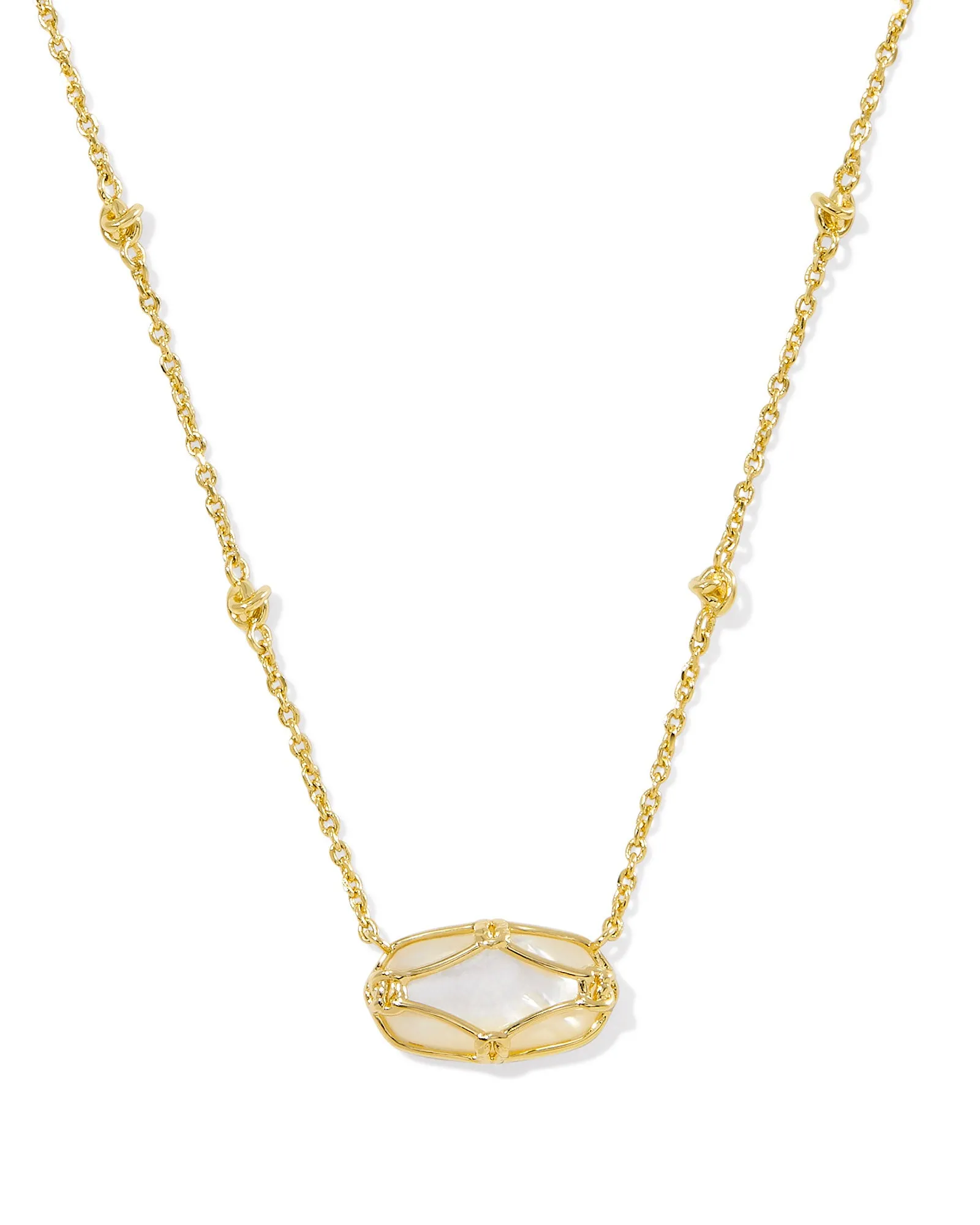 KS ELISA LATTICE FRAME SHORT PENDANT NECKLACE GOLD