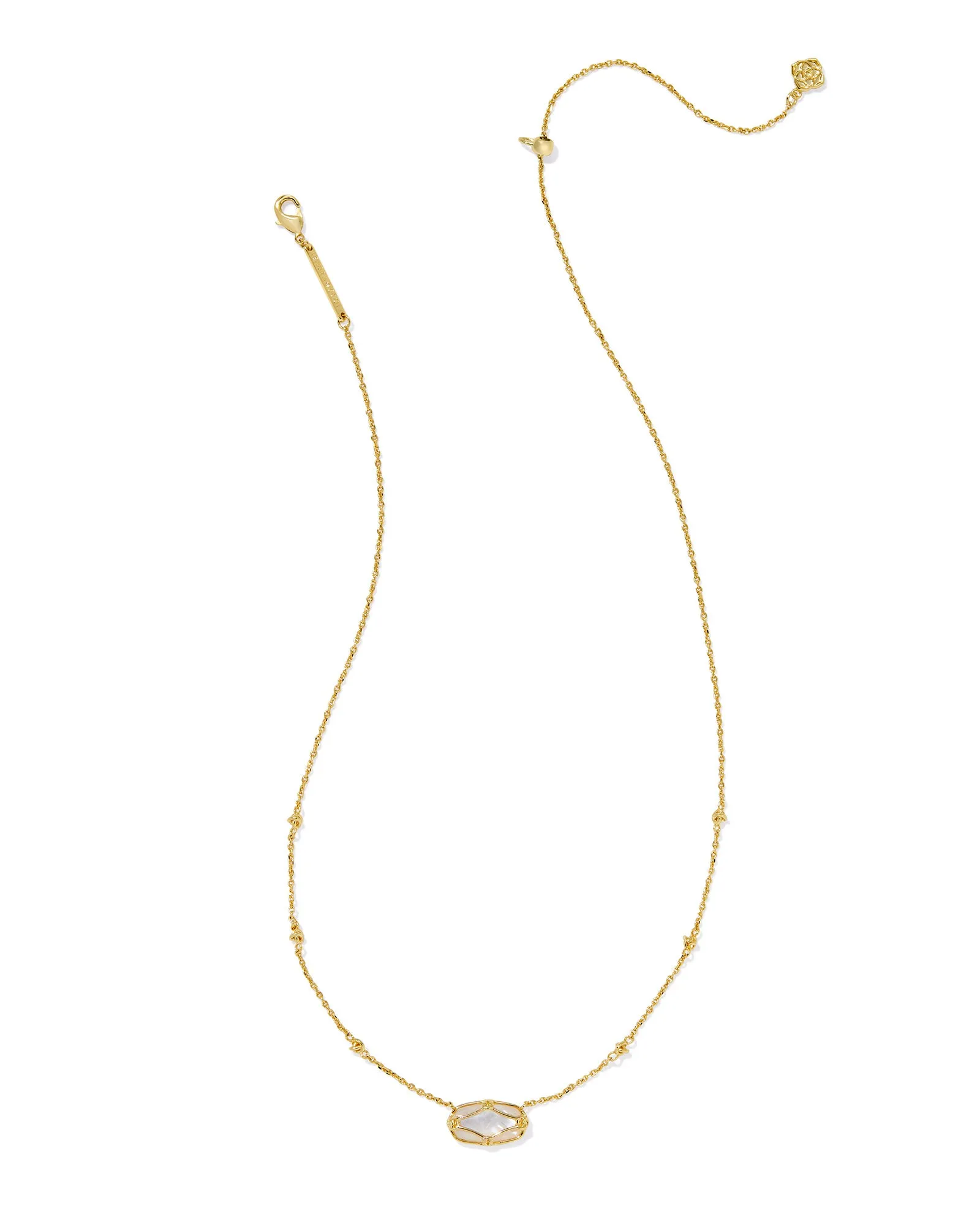 KS ELISA LATTICE FRAME SHORT PENDANT NECKLACE GOLD