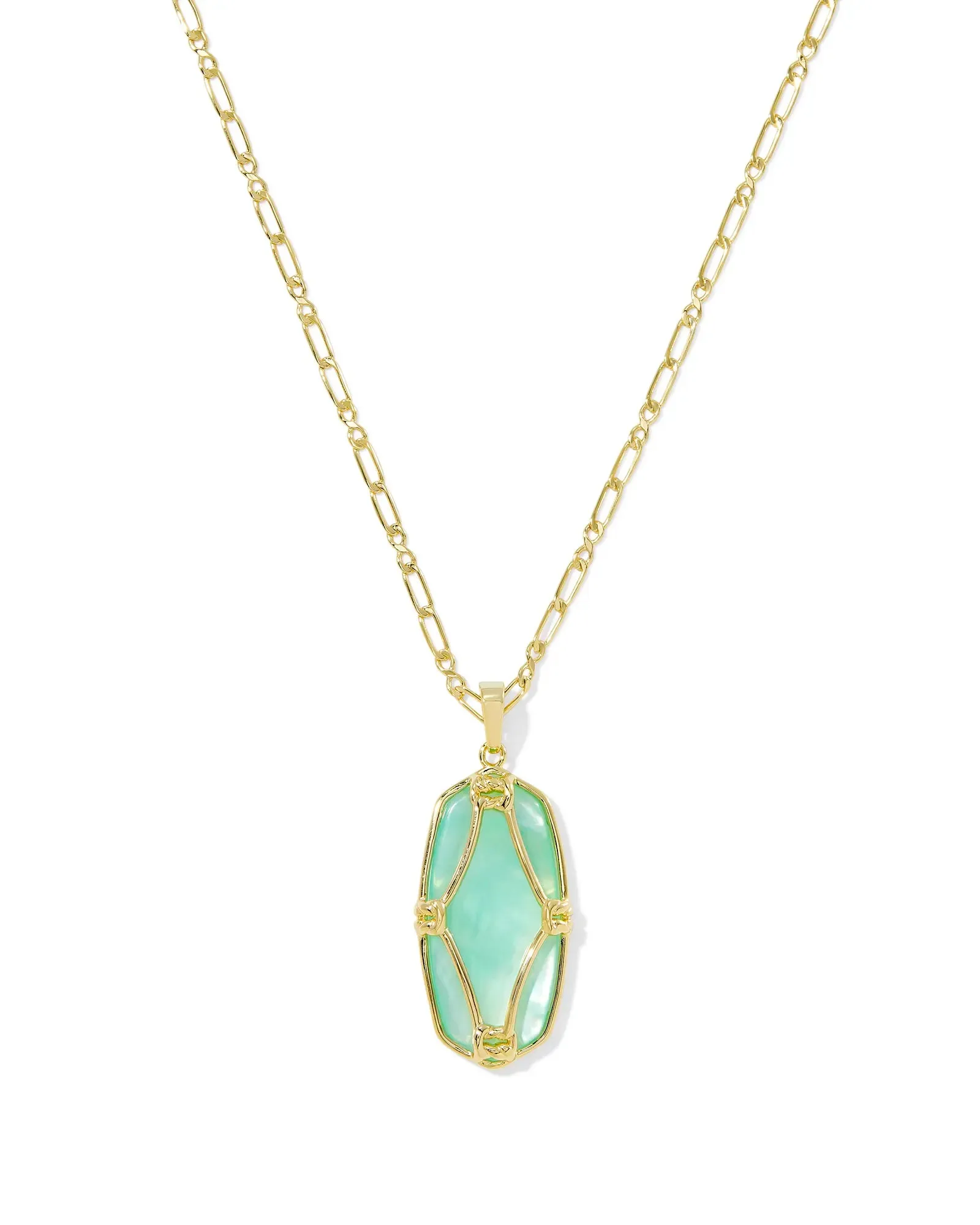KS Elle Lattice Frame Large Long Pendant Necklace