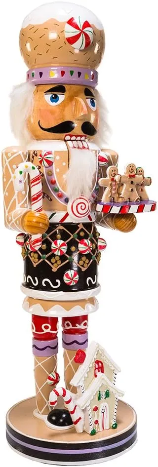Kurt Adler 16-Inch Wooden Gingerbread Christmas Nutcracker (Color May Vary),Brown/Beige