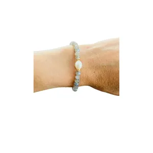 Labradorite Stone with White Cultured Freshwater Pearl Beaded Bracelet with Gold Fill, Sterling Silver, Rose Gold fill accents