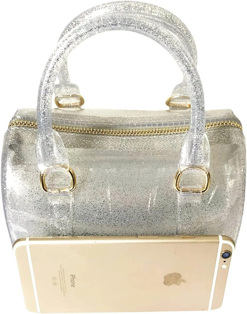 Ladies Summer Jelly Pillow-shaped Top Handle Handbag Candy Color Transparent Crystal Purse