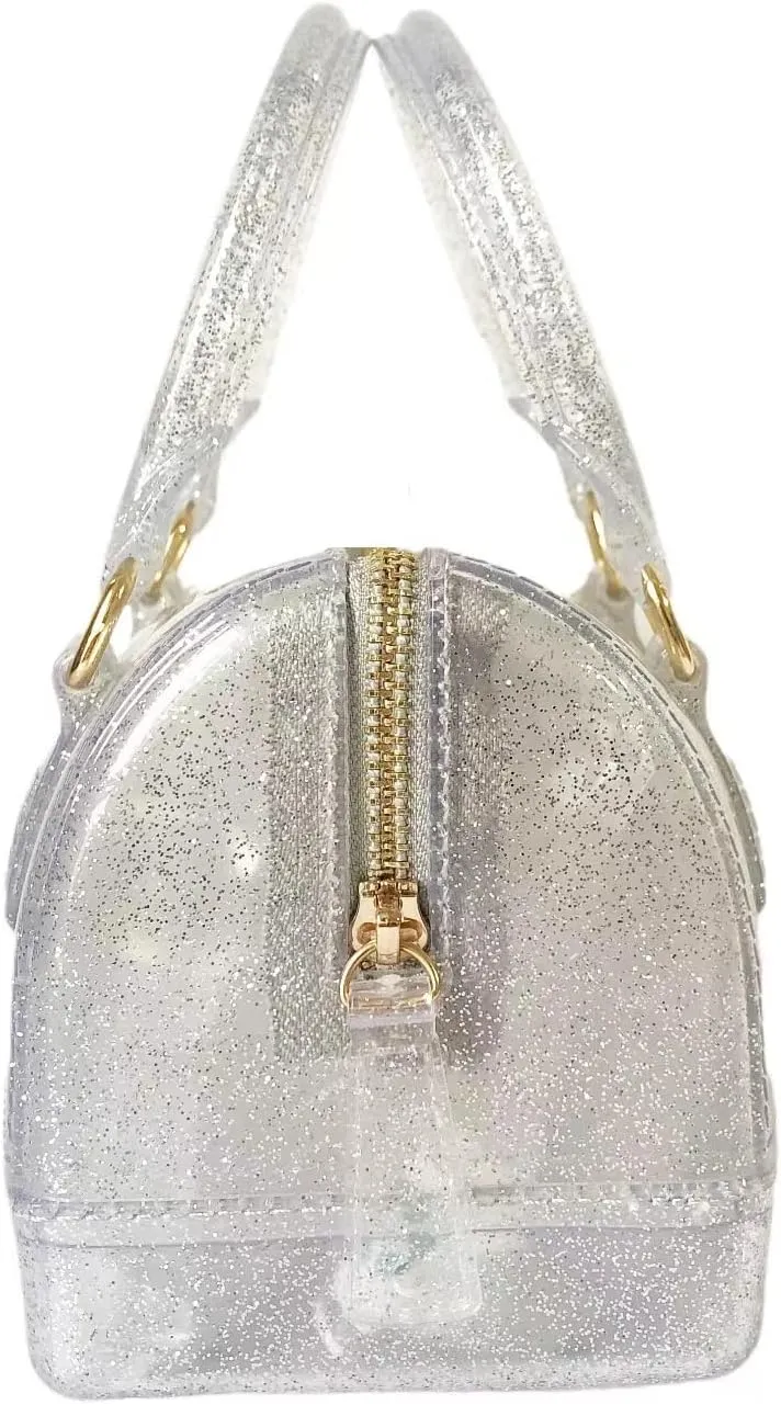 Ladies Summer Jelly Pillow-shaped Top Handle Handbag Candy Color Transparent Crystal Purse