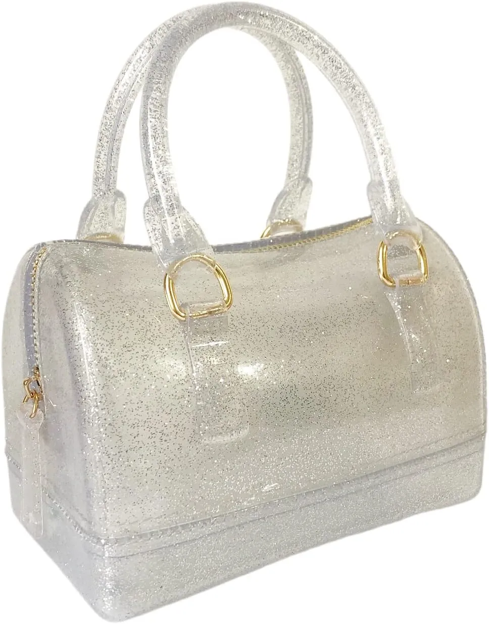 Ladies Summer Jelly Pillow-shaped Top Handle Handbag Candy Color Transparent Crystal Purse