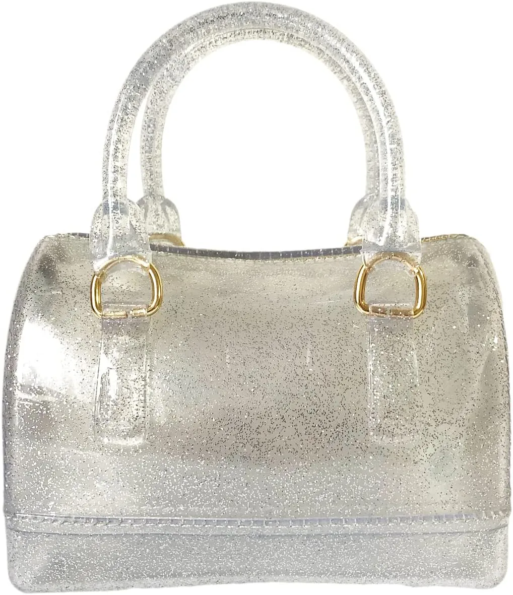 Ladies Summer Jelly Pillow-shaped Top Handle Handbag Candy Color Transparent Crystal Purse