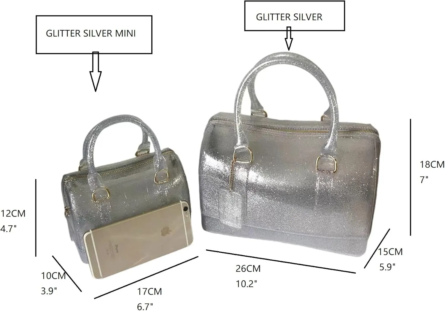 Ladies Summer Jelly Pillow-shaped Top Handle Handbag Candy Color Transparent Crystal Purse