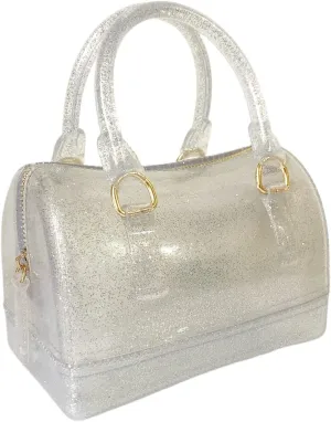 Ladies Summer Jelly Pillow-shaped Top Handle Handbag Candy Color Transparent Crystal Purse