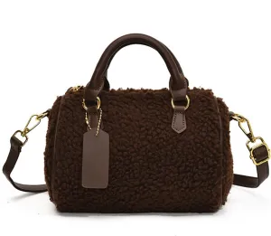 Lamb Wool Handbag for Women Soft Plush Shoulder Bag Fluffy Tote Bag Crossbody Bag Furry Top Handle Bag Boston Bag