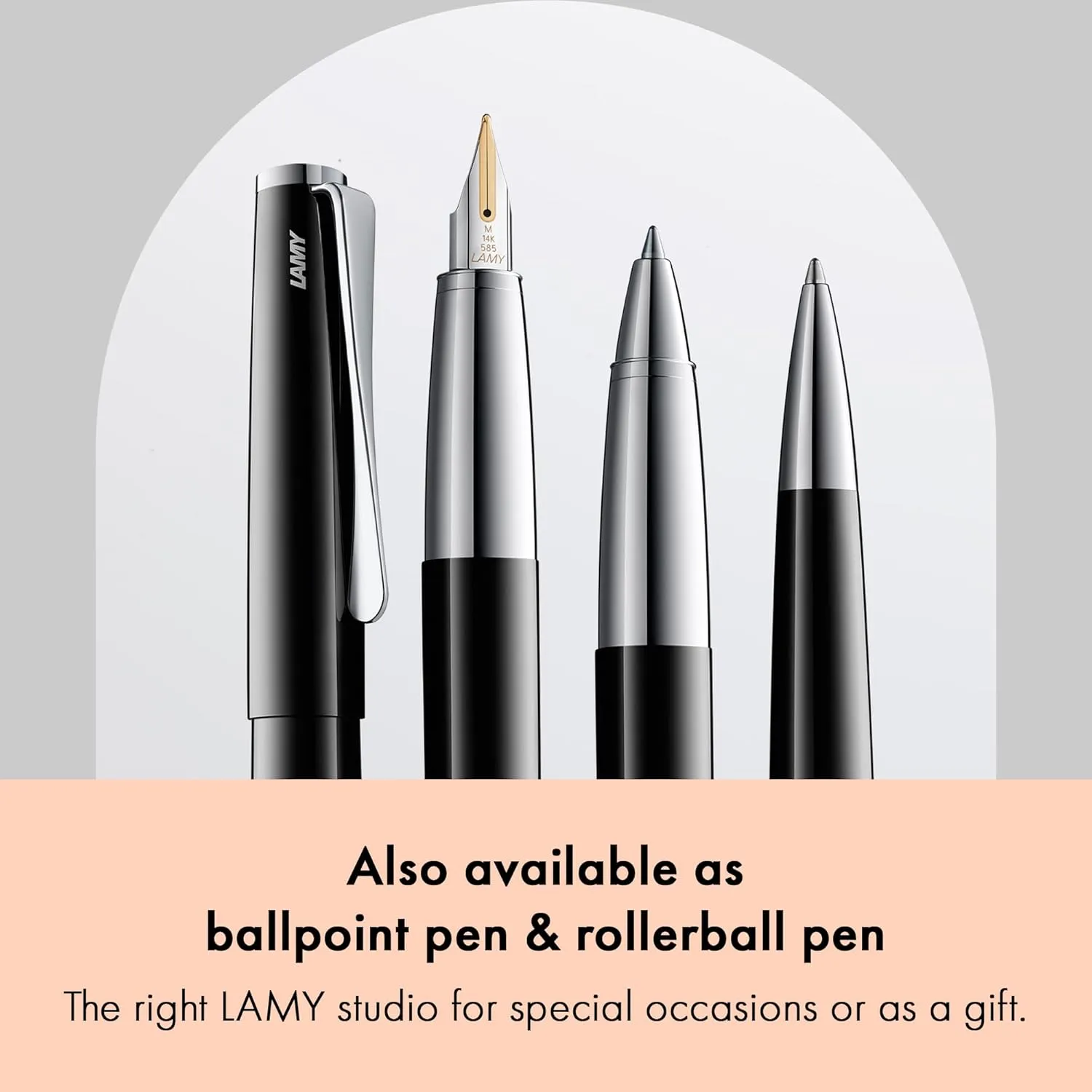 Lamy studio pianoblack - Fountain Pen in elegant metal body - 14 ct. gold nib, partially platinum-plated & in nib size EF - incl T 10 blue ink cartridge