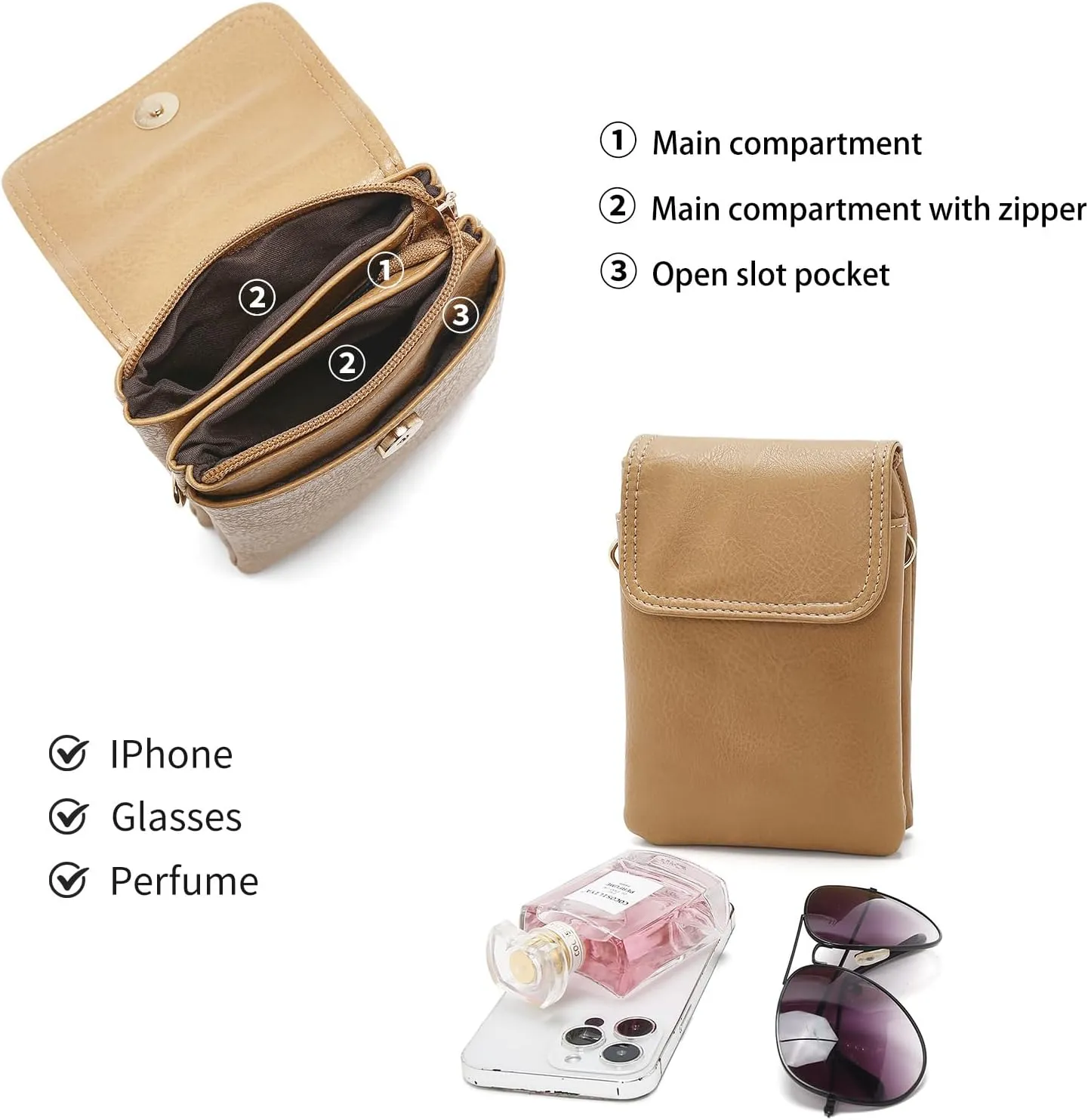 LAORENTOU Designer Crossbody Bag for Women,Small Shoulder Phone Bags for Ladies,Purses with Adjustable Shoulder Strap