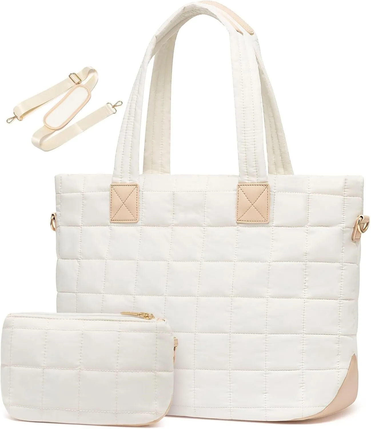 Laptop Tote Bag for Women,Puffer Tote Bag fits 17.3 inch Computer Large Quilted Puffy Work Bag, Top Handle Handbag