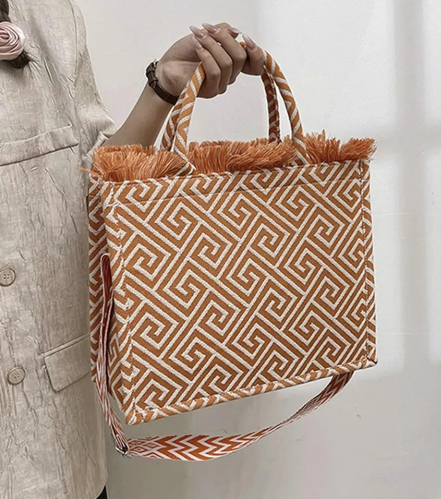 Large Canvas Tote Bag for Women With Pockets Tassel Crossbody Purses Zipper Shoulder Bag Handbags for Work Beach Gym