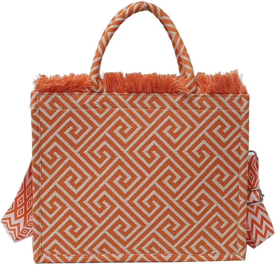 Large Canvas Tote Bag for Women With Pockets Tassel Crossbody Purses Zipper Shoulder Bag Handbags for Work Beach Gym