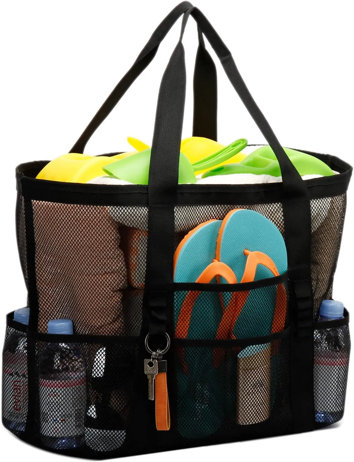Large Mesh Beach Tote Bags for Sand Toys, Family Travel, Grocery, Reusable Shopping