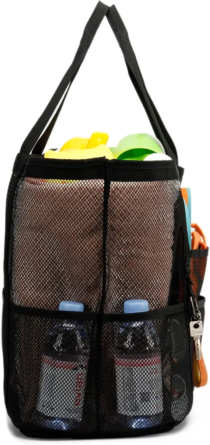 Large Mesh Beach Tote Bags for Sand Toys, Family Travel, Grocery, Reusable Shopping