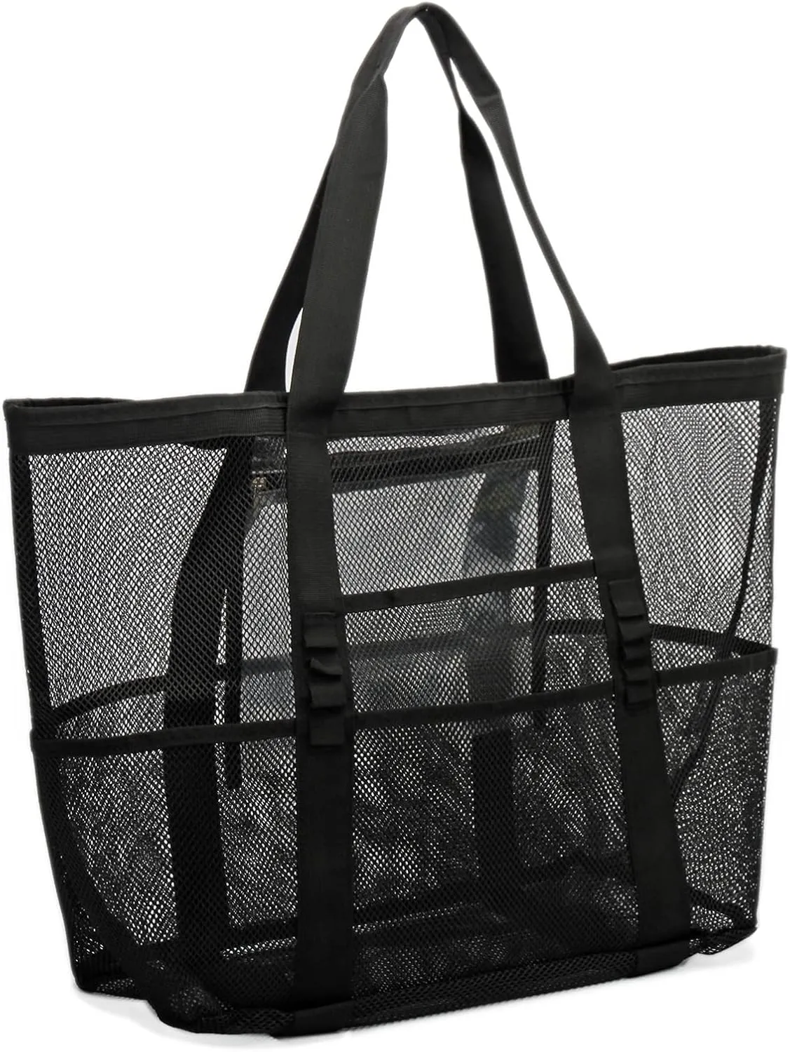 Large Mesh Beach Tote Bags for Sand Toys, Family Travel, Grocery, Reusable Shopping