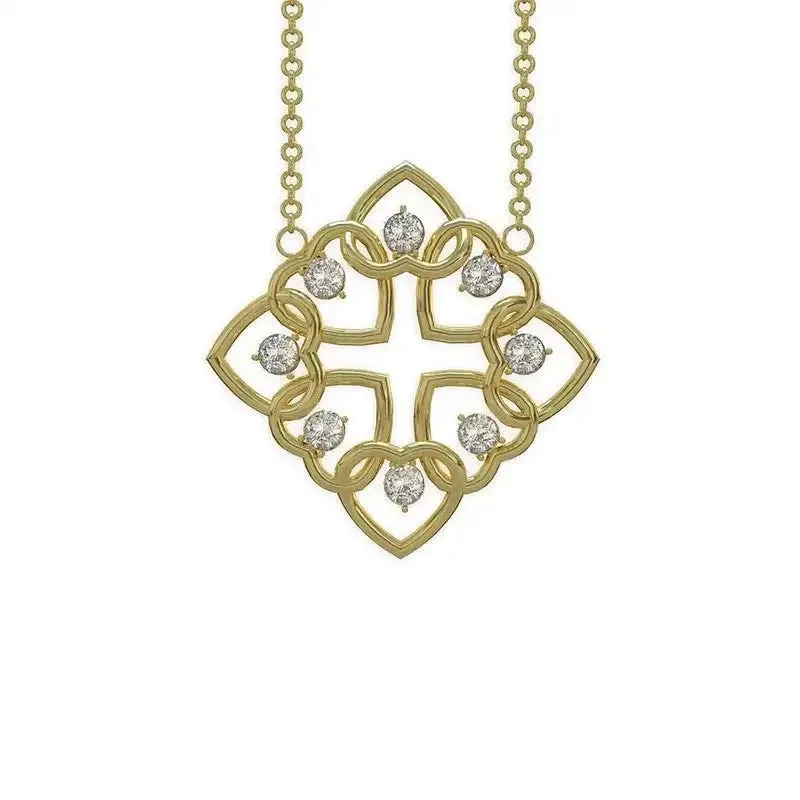 Lattice 9kt gold pendant and chain