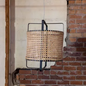Lattice Rattan and Metal Light Pendant