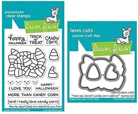 Lawn Fawn Clear Stamp & Die Set - How You Bean? Candy Corn Add-On - Two Item Bundle