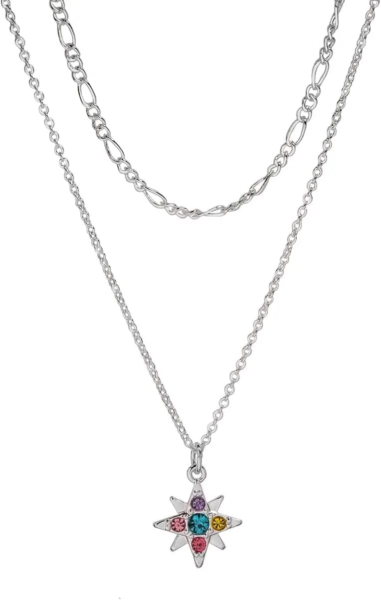 LC Lauren Conrad Multicolor Simulated Crystal Layered Starburst Pendant Necklace