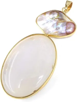LE SKY Natural Stone Pendants Irregular Cultured Freshwater Pearl And White Agate Pendants for Jewelry Making 31X76mm (2 PCS).