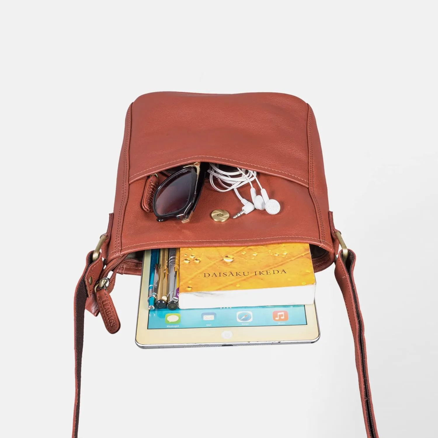 LEABAGS Leather Crossbody Bag - Vintage Genuine Buffalo Leather Handbag - Shoulder Messenger Bag Men Women Briefcase Athens