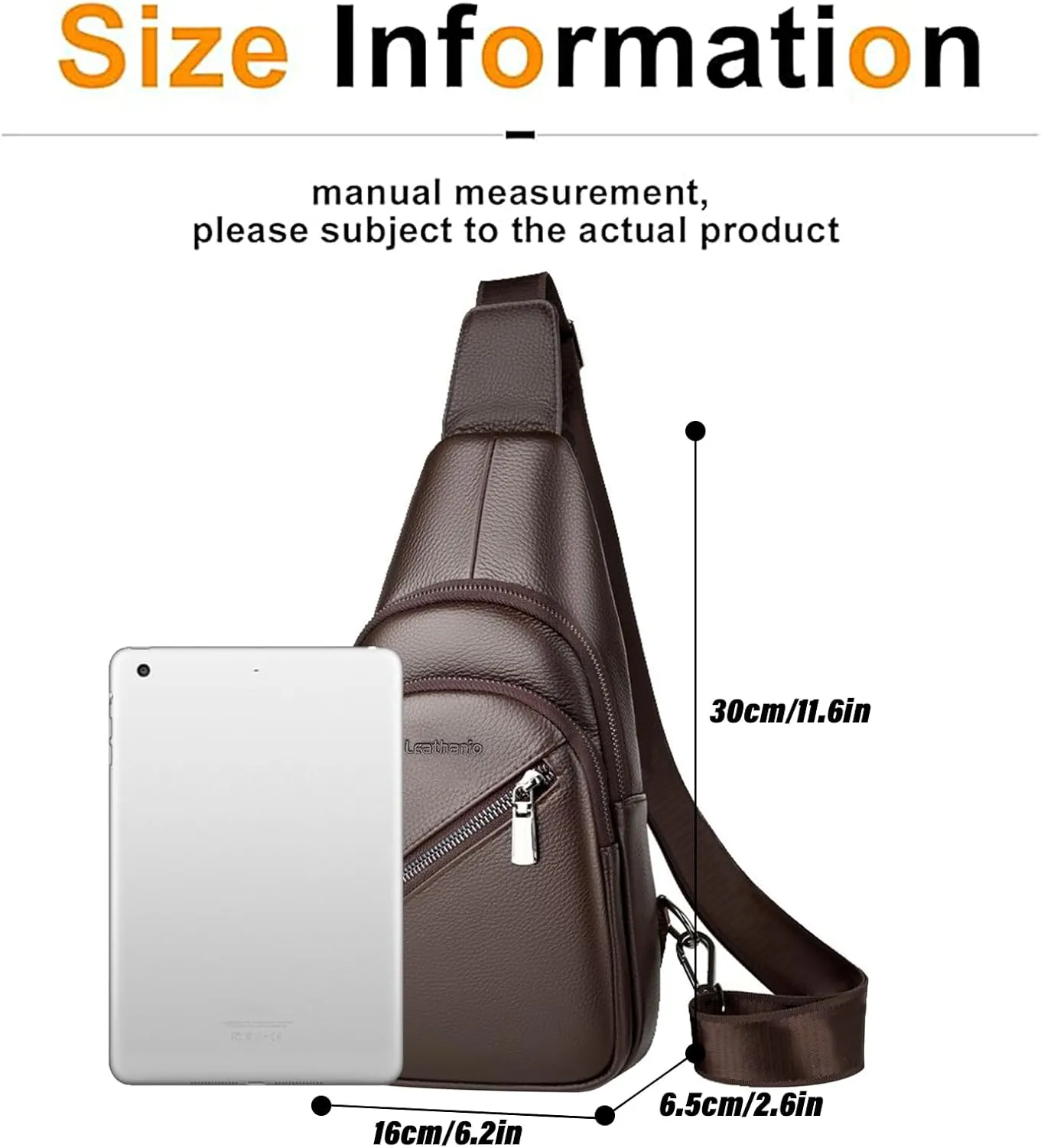 Leathario Genuine Leather Sling Crossbody Bag,Chest Shoulder Strap Backpack for Men, Casual Travel Daypack